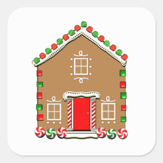 Gingerbrood House Square Sticker (Voorkant)