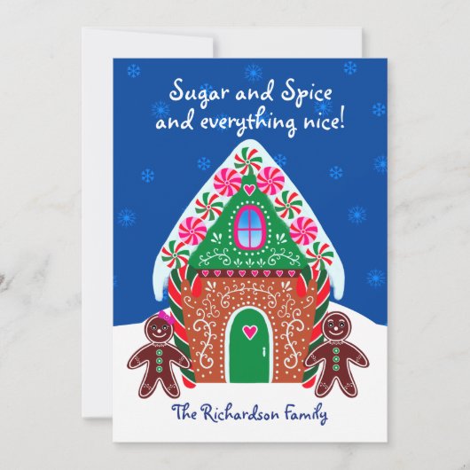 Gingerbrood House Sugar en Spice Sweet Kerstmis Feestdagenkaart (Voorkant)