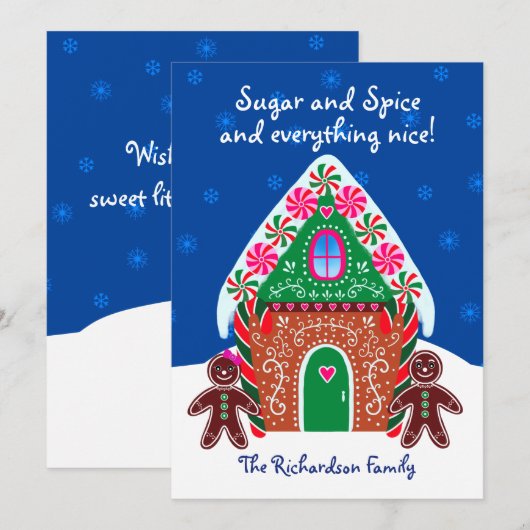 Gingerbrood House Sugar en Spice Sweet Kerstmis Feestdagenkaart (Voorkant / Achterkant)