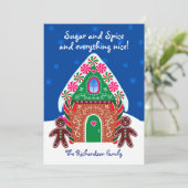 Gingerbrood House Sugar en Spice Sweet Kerstmis Feestdagenkaart (Staand voorkant)