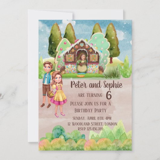 Gingerbrood House tweeling verjaardag Kaart (Voorkant)