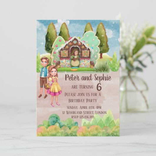 Gingerbrood House tweeling verjaardag Kaart (Staand voorkant)