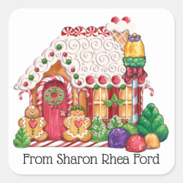 Gingerbrood House Vierkante Sticker