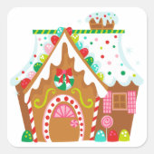 Gingerbrood House Vierkante Sticker (Voorkant)