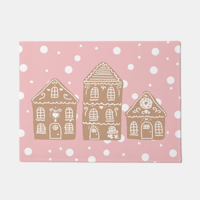 Gingerbrood House Village Illustration Doormat Deurmat (Voorkant)
