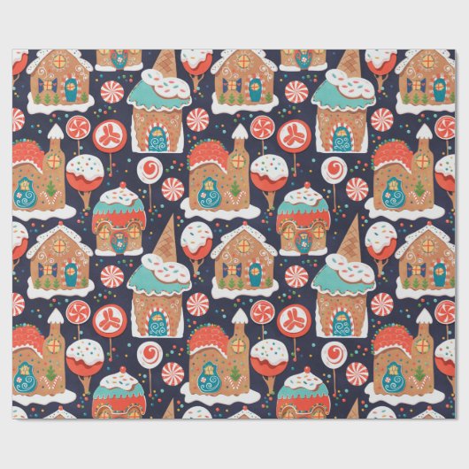 Gingerbrood Houses and Snoep Land op Donker Cadeaupapier