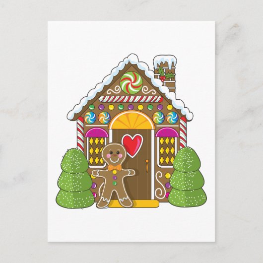 Gingerbrood Huis en Man Briefkaart (Voorkant)