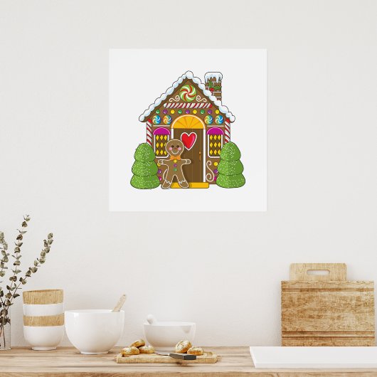 Gingerbrood Huis en Man Poster (Keuken)
