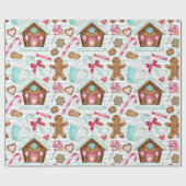 Gingerbrood huis gingerbrood man snoepriet cadeaupapier (Vlak)