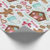 Gingerbrood huis gingerbrood man snoepriet cadeaupapier (Hoek)