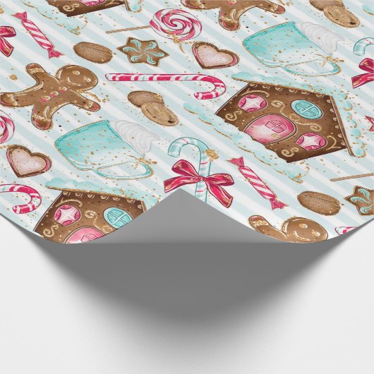 Gingerbrood huis gingerbrood man snoepriet cadeaupapier (Hoek)