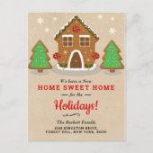 Gingerbrood Huis nieuwe startpunt voor Feestdagen Aankondigingskaart (Voorkant)