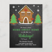 Gingerbrood Huis nieuwe startpunt voor Feestdagen Aankondigingskaart (Voorkant)