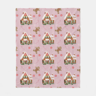 GingerBrood Huis Roze kerstcadeaus Fleece Deken
