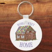 GingerBrood Huis Thuis Sweet Thans Kerstmis Sleutelhanger (Voorkant)