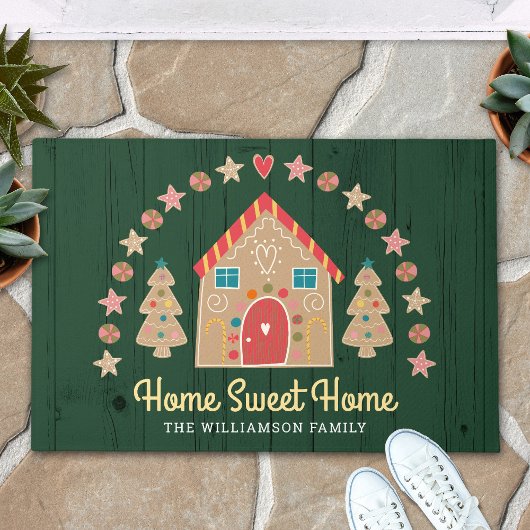 Gingerbrood Huis Thuis Sweet Thuis Groen Hout Deurmat