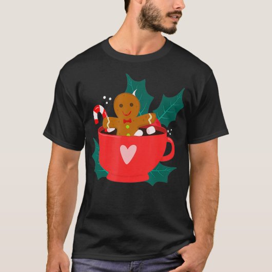 Gingerbrood in de Mok van warme cacao kerstvakanti T-shirt (Voorkant)