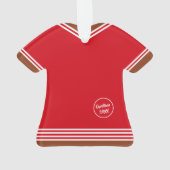 Gingerbrood Jongen Rood en Witte Kerstmis Ornament (achterkant)