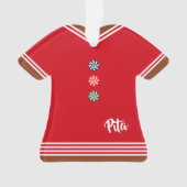 Gingerbrood Jongen Rood en Witte Kerstmis Ornament (voorkant)