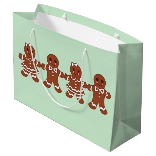 Gingerbrood jongens kerstcadeaus voor meisjes groot cadeauzakje (Achterkant Gekanteld)