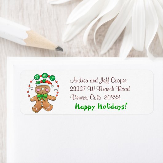 Gingerbrood Joy Kerstmis Adres Etiket (Insitu)