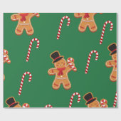 Gingerbrood Kandy Cane kerst Cadeaupapier (Vlak)