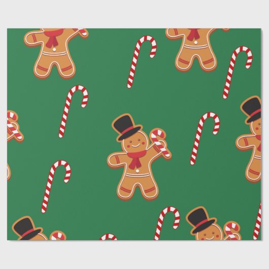 Gingerbrood Kandy Cane kerst Cadeaupapier (Vlak)
