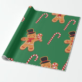 Gingerbrood Kandy Cane kerst Cadeaupapier (Uitgerold)
