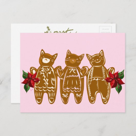 Gingerbrood, katten en spun-suiker - Handgeschilde Briefkaart (Voorkant / Achterkant)