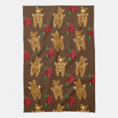 Gingerbrood Katten op donkere chocolade - Handteke Theedoek (Verticaal)