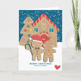 Gingerbrood - kerstboom in sneeuw feestdagen kaart