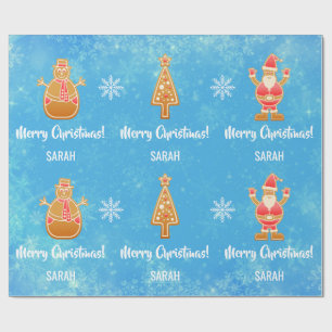 Gingerbrood - kerstboom Snowman personaliseren Cadeaupapier