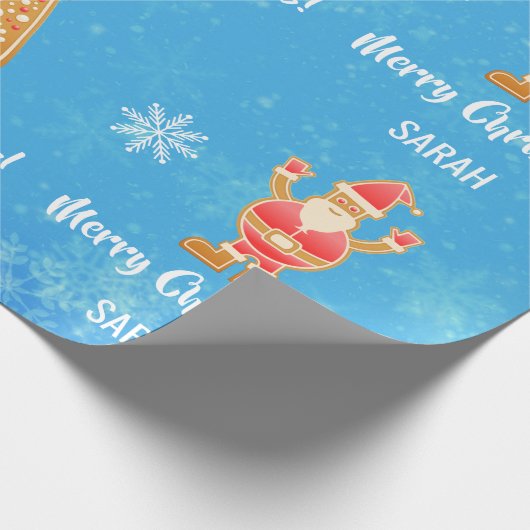 Gingerbrood - kerstboom Snowman personaliseren Cadeaupapier (Hoek)
