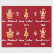Gingerbrood - kerstboom Snowman personaliseren Cadeaupapier (Vlak)