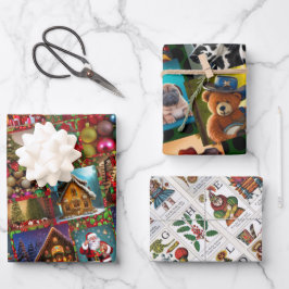 Gingerbrood, kerstmis ABC, Teddy Bear Inpakpapier Vel