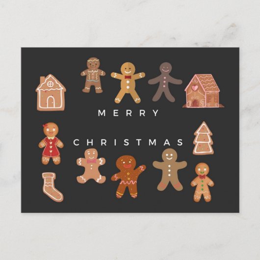 Gingerbrood Kerstmis Briefkaart (Voorkant)