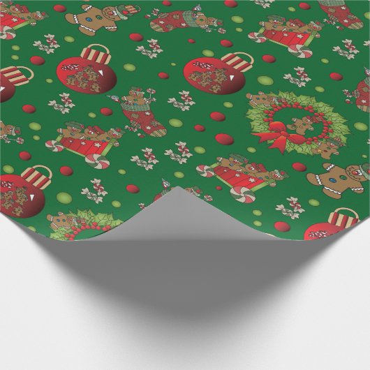 Gingerbrood kerstmis cadeaupapier (Hoek)