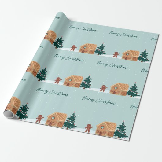 Gingerbrood Kerstmis Cadeaupapier (Uitgerold)