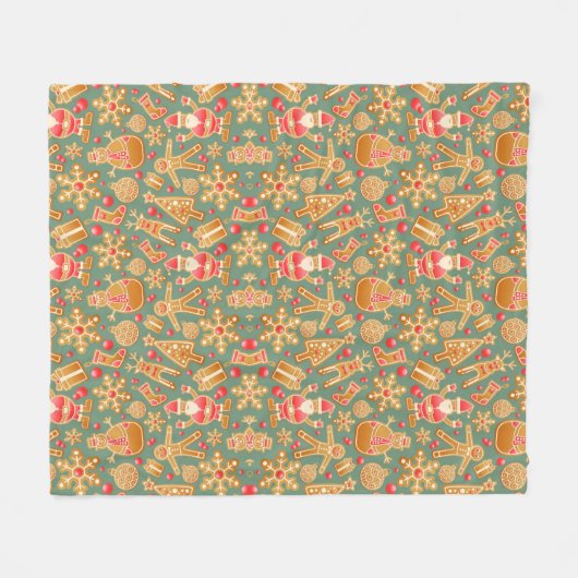 Gingerbrood Kerstmis Fleece Deken (Voorkant (Horizontaal))
