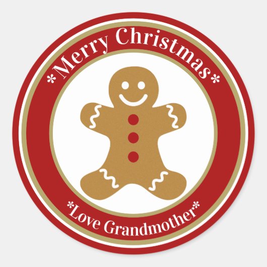 Gingerbrood Kerstmis Ronde Sticker (Voorkant)