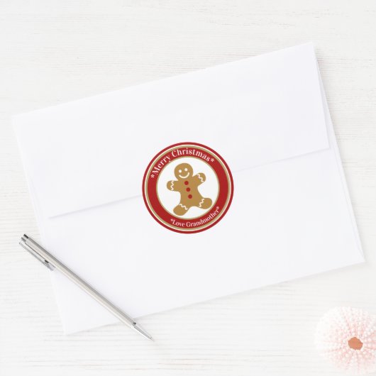 Gingerbrood Kerstmis Ronde Sticker (Envelop)