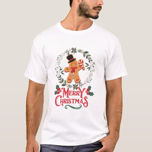Gingerbrood Kerstmis T-shirt (Voorkant)