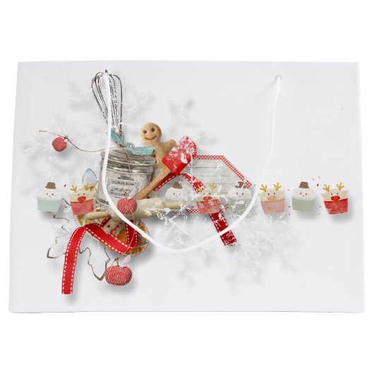 Gingerbrood Kitchen Collage Gift Bag Large Cadeautasje (Voorkant)