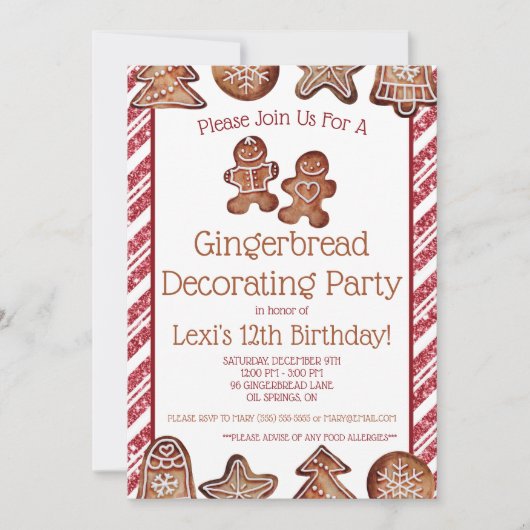 Gingerbrood Koek Decoratie Feestje Kaart (Voorkant)