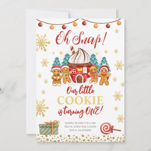 Gingerbrood koekje Kerstmis uitnodiging (Voorkant)