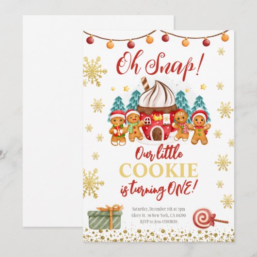 Gingerbrood koekje Kerstmis uitnodiging (Voorkant / Achterkant)