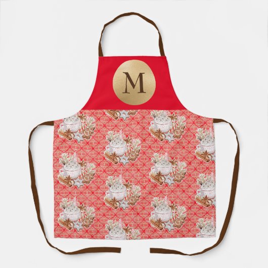 Gingerbrood Koekjes Baking Holiday Monogram Schort (Voorkant)