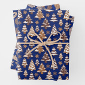Gingerbrood Koekjes Blauwe Kerstmis Inpakpapier Vel (In situ)