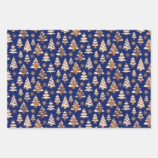 Gingerbrood Koekjes Blauwe Kerstmis Inpakpapier Vel (Voorkant)