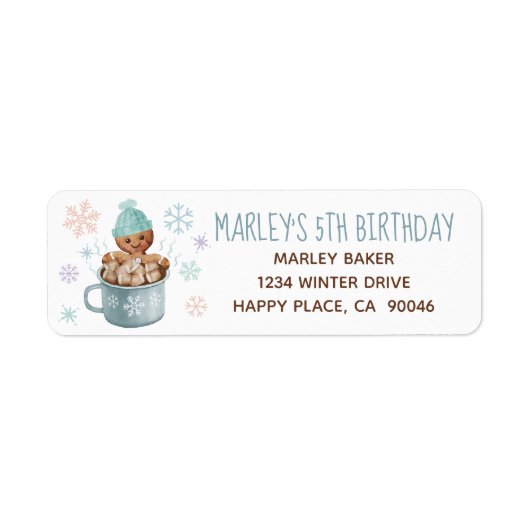 Gingerbrood Koekjes & Cocoa Winter Boy Birthday Etiket (Voorkant)